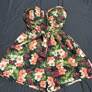Tropical sleeveless romper